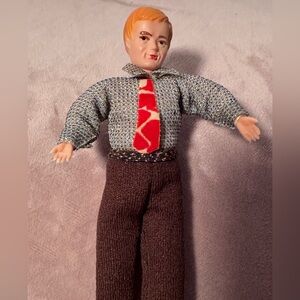 VTG Shackman & Concord Dollhouse Miniature  Men Doll Posable Thread Wrapped 5.5”